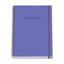 Dohe Colour Vives Cuaderno Espiral A4 100 Hojas Microperforadas Cuadricula 5mm - Tapa Dura Carton Forrado - Cierre de Goma - Bandas de Color - Color Morado