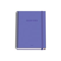 Dohe Colour Vives Cuaderno Espiral A5 100 Hojas Cuadricula 5mm - Tapa Dura Impresa a todo Color y Plastificada en Brillo - Bandas de Color - Cierre de Goma - Color Morado