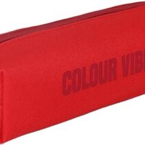 Dohe Colour Vibes Portatodo Cuadrado - Cierre con Cremallera y Tirador de Goma - Color Rojo