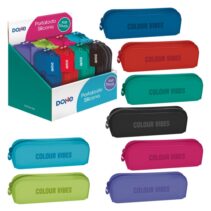 Dohe Colour Vibes Expositor con 8 Portatodos Simples de Silicona - Cierre con Cremallera y Tirador de Goma - Colores Surtidos