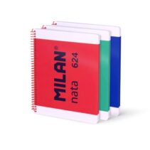 Milan Nata 624 Pack de 3 Cuadernos Espiral Formato A4 Liso - 80 Hojas de 95 gr/m2 - Microperforado
