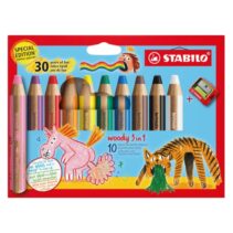 Stabilo Woody 3 en 1 30º Aniversario Unicornio y Tigre Pack de 10 Lapices de Colores + Sacapuntas - Lapiz de Color