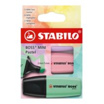 Stabilo Boss Mini Pastel Pack de 3 Marcadores Fluorescentes - Trazo entre 2 y 5mm - Tinta con Base de Agua - Antisecado - Colores Verde