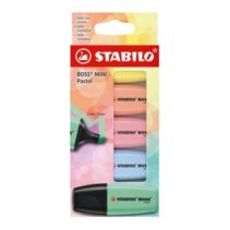 Stabilo Boss Mini Pastel Pack de 5 Marcadores Fluorescentes - Trazo entre 2 y 5mm - Tinta con Base de Agua - Antisecado - Colores Verde