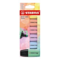 Stabilo Boss Mini Pastel Pack de 6 Marcadores Fluorescentes - Trazo entre 2 y 5mm - Tinta con Base de Agua - Antisecado - Colores Verde