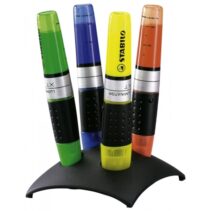 Stabilo Luminator Set de Escritorio con 4 Marcadores Fluorescentes - Mayor Suministro de Tinta - Zona de Agarre - Trazo entre 2 y 5mm - Colores Verde