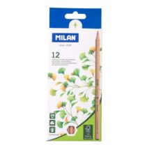 Milan Pack de 12 Lapices Hexagonales de Colores - Mina 2.9mm - Resistente a la Rotura - Madera Certificada FSC - Colores Surtidos