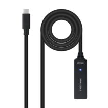 Nanocable Cable Prolongador USB-C 3.2 Macho a USB-C 3.2 Hembra - 5 Metros - Amplificador - Color Negro