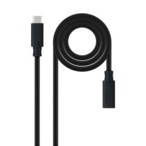 Nanocable Cable Prolongador USB-C 3.2 Macho a USB-C 3.2 Hembra - Gen2x2 20Gbp - 100W 5A - 4K 60Hz - 0.5 Metros - Color Negro