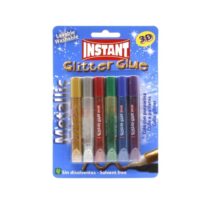 Instant Glitter Glue Metallic Pack de 6 Tubos de Pegamento con Purpurina 10.5ml - Para Distintas Superficies - Sin Disolventes - Colores Metalicos Surtidos