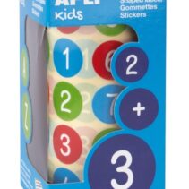 Apli Rollo de 900 Gomets Redondos con Numeros Ø 20 mm - Adhesivo Removible Base Agua - Fomenta Aprendizaje - Libre de Disolventes - Colores Surtidos
