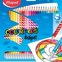 Maped Color´Peps Oops Pack de 24 Lapices de Colores Borrables - Mina 2.9mm - Con Goma de Borrar - Sin Madera - Colores Surtidos