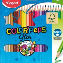 Maped Color´Peps Star Pack de 24 Lapices de Colores Triangulares - Mina Suave - Madera Certificada FSC - Colores Surtidos