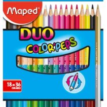 Maped Color´Peps Duo Pack de 18 Lapices Bicolores Triangulares - Doble Punta 2.9mm - Madera Certificada FSC - Colores Surtidos