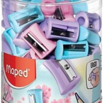 Maped Vivo Pastel Sacapuntas de Plastico con 1 Orificio - Cuchilla de Acero Afilada y Resistente - Colores Pastel Surtidos