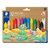 Staedtler Noris Junior Pack de 12 Ceras de Colores Extragruesas - Forma Hexagonal - Colores Surtidos