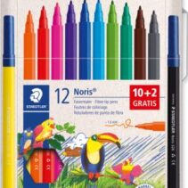 Staedtler Noris 326 Pack de 12 Rotulador de Punta Fina - Trazo 1mm - Tina Base de Agua - Tapa Ventilada - Colores surtidos
