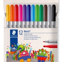 Staedtler Noris 320 Pack de 12 Rotuladores - Doble Punta de Fibra - Trazos 1 y 3mm - Tapa Ventilada - Colores surtidos