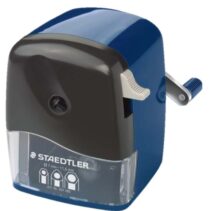 Staedtler Mars 501 Afilalapices de Manivela - Para Lapices de hasta 12mm Ø - Cuchilla Giratoria de Metal - Color Azul