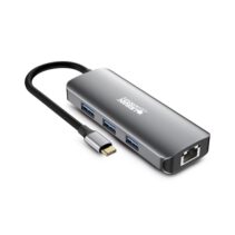 Urban Factory Hubee HUB 7 en 1 - USB-C Macho - USB-A/HDMI/RJ45/USB-C Hembra - 100W PD - Color Gris Metal
