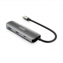Urban Factory Hubee HUB 4 en 1- USB-C Macho - USB-A/USB-C/HDMI Hembra - 100W PD - Color Gris Metal