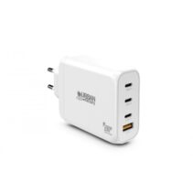 Urban Factory Powee Cargador USB-C GaN de 100W - 3 Puertos USB-C de 65W + 1 Puerto USB-A de 18W - Carga Rapida - Color Blanco