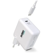 Urban Factory Cyclee Cargador de Pared USB-C GaN de 65W - Diseño Ecologico - Cable USB-C/USB-C de 2m - Color Blanco