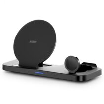 Urban Factory Powee Cargador Inalambrico 3 en 1 con Funcion Soporte 15W - Smartphone / Smartwatch / Auriculares - Color Negro