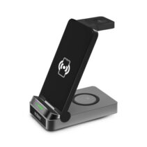 Urban Factory Powee Pro Cargador Inalambrico 3 en 1 con Funcion Soporte 22.5W - Smartphone / Smartwatch / Auriculares - Color Negro