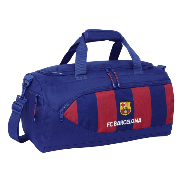 Safta F.C. Barcelona Bolsa Deporte - Bandolera Ajustable - Asa de Mano - Fondo Semirigido Extraible - 50x25x25cm - Tacos Protectores - Color Rojo y Azul