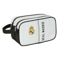 Safta Real Madrid 1ª Equipacion 24/25 Neceser - 2 Compartimentos - Asa de Mano - 26x15x12.5cm - Color Blanco/Negro