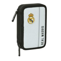 Safta Real Madrid 1ª Equipacion 24/25 Plumier 28 Pcs - 2 Compartimentos - 28 Piezas - 12.5x19.5x4cm - Color Blanco/Negro