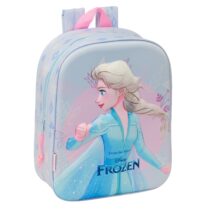 Safta Frozen Mochila Guarderia 3D - Asa de Mano - Compartimento Principal con Cremallera - 22x27x10cm - Color Azul Claro