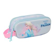 Safta Frozen Estuche Portatodo 3D - 2 Compartimentos - Asa de Mano - 21x8x6cm - Color Rosa/Azul