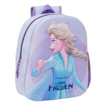 Safta Frozen Mochila 3D - Asa de Mano - Portabotellas Lateral - 27x33x10cm - Color Rosa/Azul