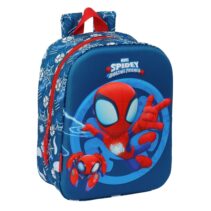 Safta Spidey Mochila Guarderia 3D - Asa de Mano - Compartimento Principal con Cremallera - 22x27x10cm - Color Azul/Rojo