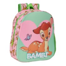 Safta Bambi Mochila 3D - Asa de Mano - Portabotellas Lateral - 27x33x10cm - Color Verde Pastel