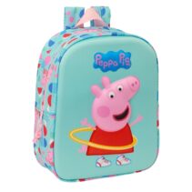 Safta Peppa Pig Mochila Guarderia 3D - Asa de Mano - Compartimento Principal con Cremallera - 22x27x10cm - Color Azul Claro
