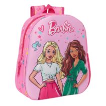 Safta Barbie Mochila 3D - Asa de Mano - Portabotellas Lateral - 27x33x10cm - Color Rosa