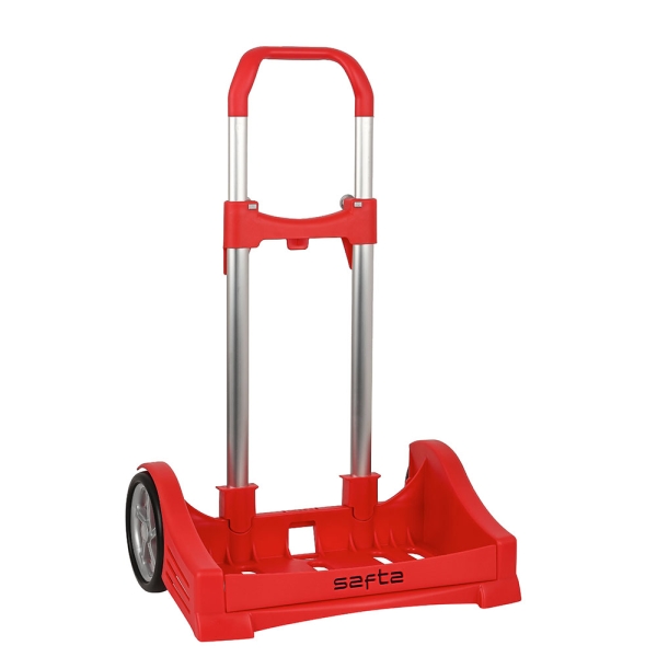 Safta Evolution Carro Portamochilas- Sujecion Universal - Ruedas de 14cm Antivibracion - Aluminio/PP - 40x85x28cm - Color Rojo