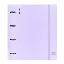 Safta Carpeta de 4 Anillas - PP Foam - Anillas de 35mm - Incluye 100 Hojas A4 - 27x32x4cm - Color Lavanda