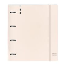 Safta Carpeta de 4 Anillas - PP Foam - Anillas de 35mm - Incluye 100 Hojas A4 - 27x32x4cm - Color Beige