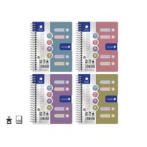 Golden Pack de 12 Cuadernos A6 120 Hojas 90gr Cuadricula 5x5 - Tapa Polipropileno - 4 Separadores - Colores Metalizados Surtidos