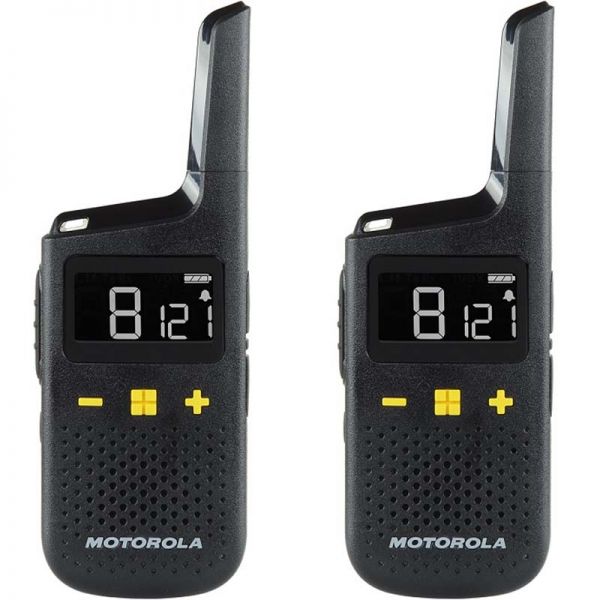 Motorola XT185 Pack 2 Walkie Talkies - 16 Canales PMR446 + 121 Codigos - Alcance de hasta 8km - Autonomia hasta 24h