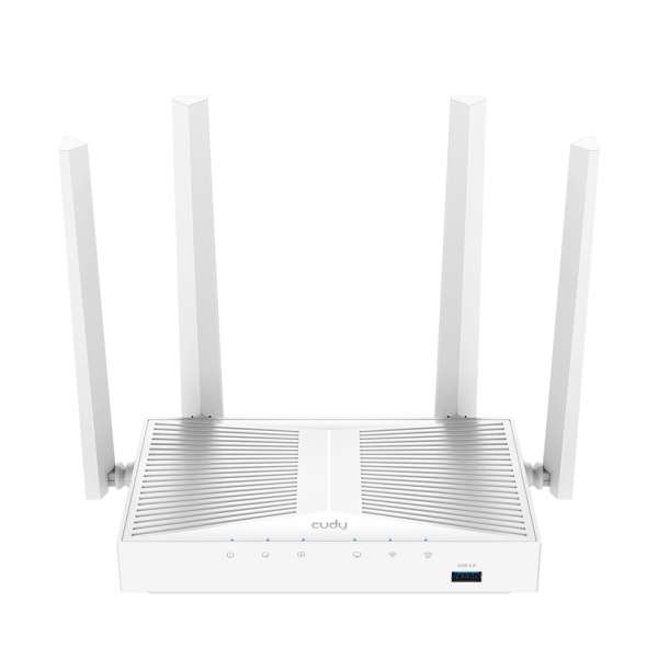 Cudy Router WiFi Mesh Gigabit AC1200 - Velocidad hasta 1000Mbps - 5 Puertos - 4 Antenas Fijas de 5dBi - USB 3.0 - Color Blanco
