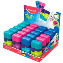 Maped Connect Duo Afilaborra de 2 Orificio con Goma de Borrar - Deposito de Gran Capacidad - Forma Ergonomica - Colores Surtidos