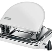 Petrus 52 WOW Taladro Perforador Clasico Metalico - Hasta 20 Hojas - Marcas de Formato - Facil Vaciado - Punzones 5.5mm - Color Blanco Metalizado