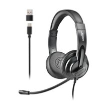 NGS VOX605-C Auriculares USB-C con Microfono - Microfono Regulable y Flexible - Almohadillas y Diadema Acolchadas - Diadema Ajustable - Control en Cable - Cable de 2m - Color Negro