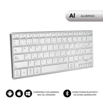 Subblim Teclado Ultrafino Advance Compact - Acabado de Aluminio - Diseño Ultrafino 7mm - Bluetooth 3.0 - Autonomia 30 dias - Color Plata
