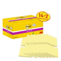 Post-It Super Sticky Pack de 16 Blocs de 90 Notas Adhesivas Reposicionables - Forma Cuadrada - 76x76mm - Color Amarillo Claro